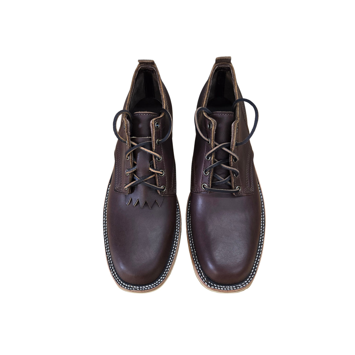 Brown leather work boots/shoes handmade in PNW by ABE BOOTS