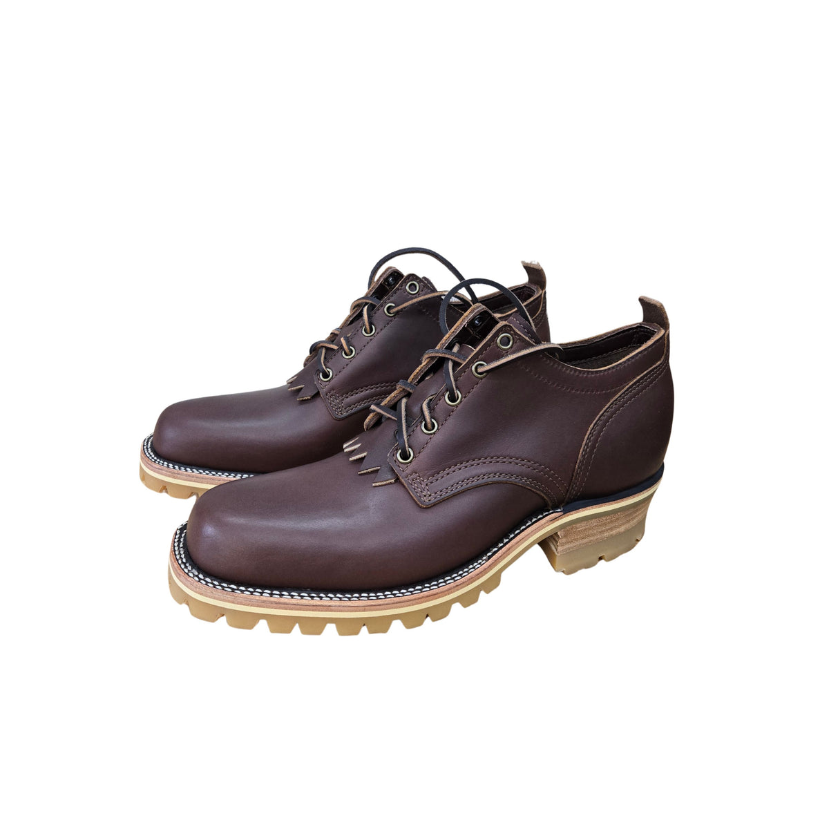 Brown lace-up leather shoes handmade in PNW by ABE BOOTS