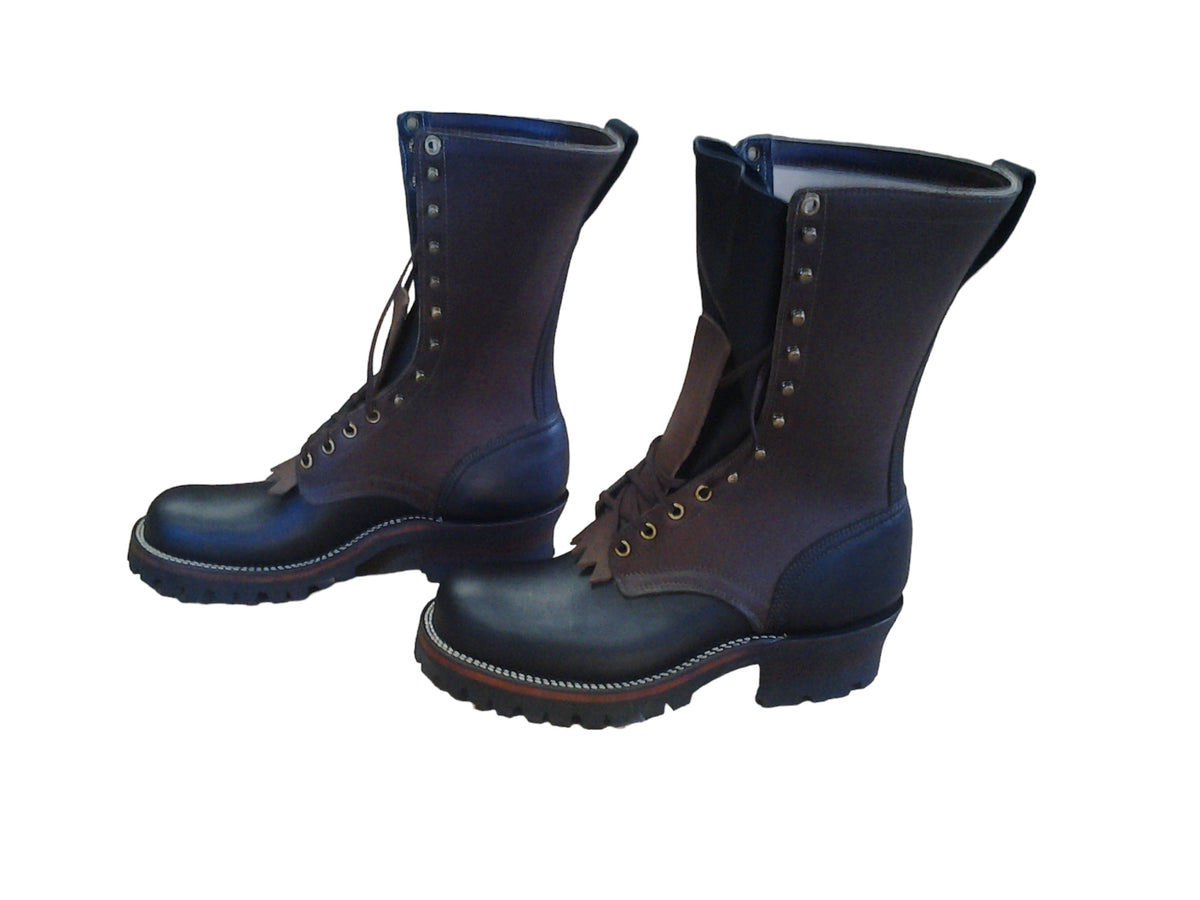 black Leather firefighter boot handmade in PNW by ABEBOOTS