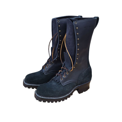 14" black leather wildland fire boots handmade in PNW by ABE BOOTS